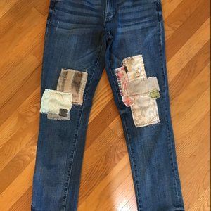 Anthropologie Pilcro & Letterpress Patchwork Mid Rise Hyphen Jeans size 27